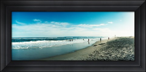 Framed Tourists on the beach, Fort Tilden Beach, Fort Tilden, Queens, New York City, New York State, USA Print