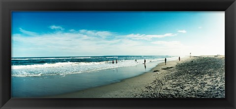 Framed Tourists on the beach, Fort Tilden Beach, Fort Tilden, Queens, New York City, New York State, USA Print