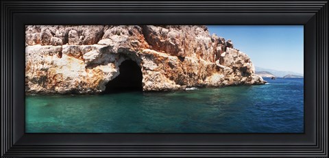 Framed Entrance of the Pirates Cave on the Mediterranean Sea, Kekova, Antalya Province, Turkey Print