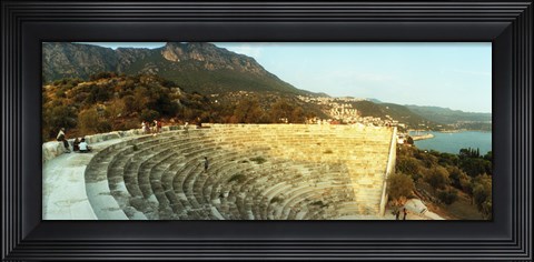 Framed Ancient antique theater at sunset with the Mediterranean sea in the background, Kas, Antalya Province, Turkey Print