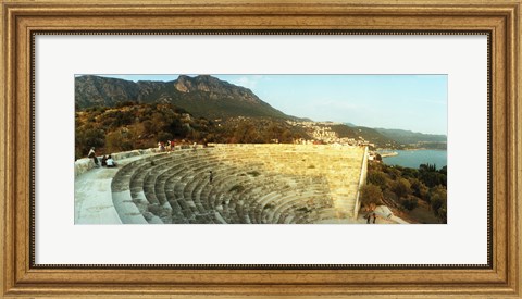 Framed Ancient antique theater at sunset with the Mediterranean sea in the background, Kas, Antalya Province, Turkey Print