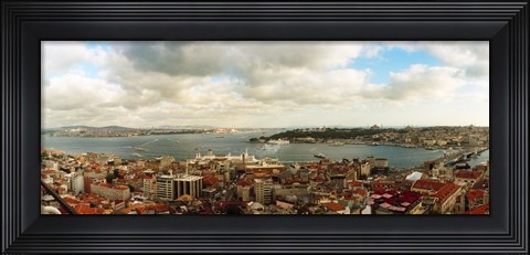 Framed High angle view of a city with cruise ship, Istanbul, Turkey Print