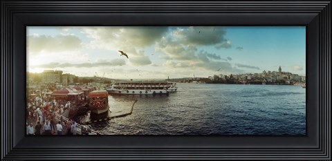 Framed Ferries along the Bosphorus, Istanbul, Turkey Print