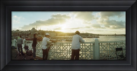 Framed People fishing in the Bosphorus Strait, Marmara Region, Istanbul, Turkey Print
