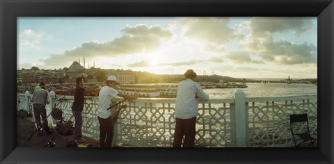 Framed People fishing in the Bosphorus Strait, Marmara Region, Istanbul, Turkey Print