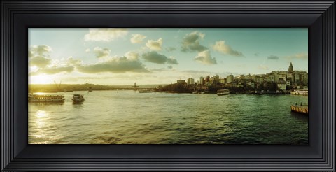 Framed Bosphorus Strait at sunset, Istanbul, Turkey Print