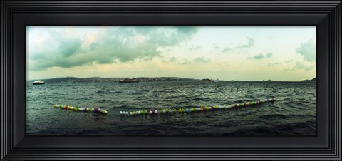 Framed String of balloons on the Bosphorus Strait, Istanbul, Turkey Print