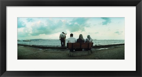 Framed People looking out on the Bosphorus Strait, Istanbul, Turkey Print