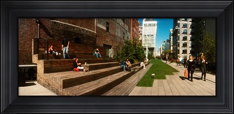 Framed People on the street in a city, High Line, Chelsea, Manhattan, New York City, New York State, USA Print