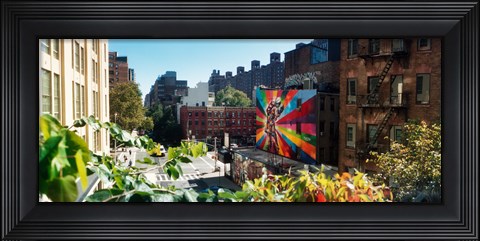 Framed Buildings around a street from the High Line in Chelsea, New York City, New York State, USA Print
