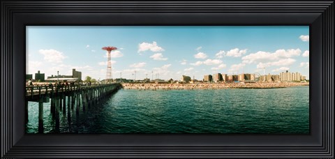 Framed People on the beach, Coney Island, Brooklyn, Manhattan, New York City, New York State, USA Print
