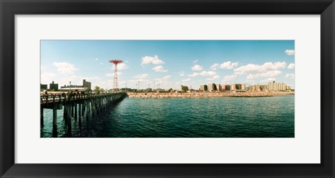 Framed People on the beach, Coney Island, Brooklyn, Manhattan, New York City, New York State, USA Print