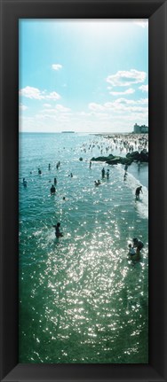 Framed Tourists enjoying on the beach at Coney Island, Brooklyn, New York City, New York State, USA Print