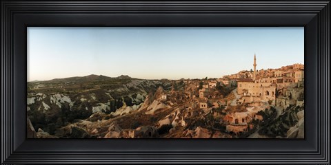 Framed High angle view of buildings in a village, Cappadocia, Central Anatolia Region, Turkey Print