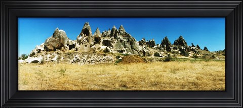 Framed Hill top with caves, Cappadocia, Central Anatolia Region, Turkey Print