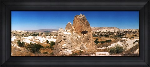 Framed Single rock in a landscape of rock formations, Cappadocia, Central Anatolia Region, Turkey Print