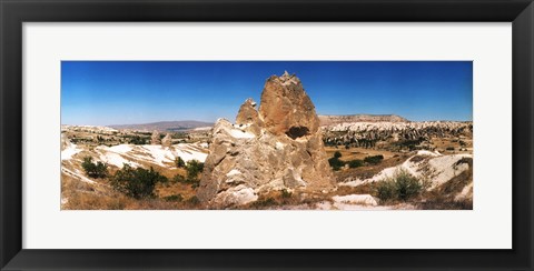 Framed Single rock in a landscape of rock formations, Cappadocia, Central Anatolia Region, Turkey Print