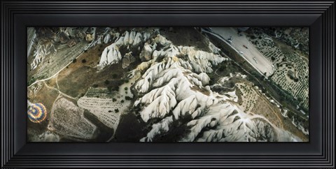Framed Aerial view of rock formations, Cappadocia, Central Anatolia Region, Turkey Print