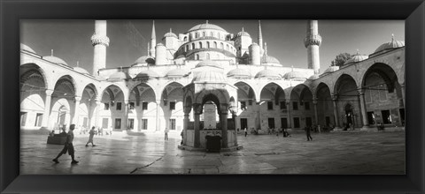 Framed Courtyard of Blue Mosque in Istanbul, Turkey (black and white) Print