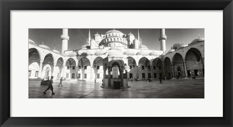 Framed Courtyard of Blue Mosque in Istanbul, Turkey (black and white) Print