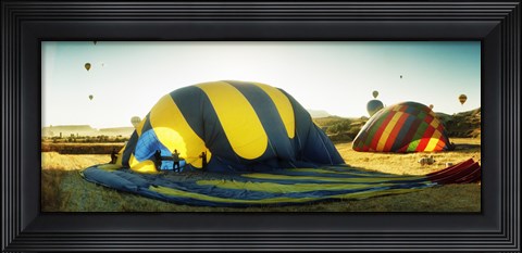 Framed Hot air balloon being deflated, Cappadocia, Central Anatolia Region, Turkey Print