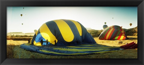 Framed Hot air balloon being deflated, Cappadocia, Central Anatolia Region, Turkey Print