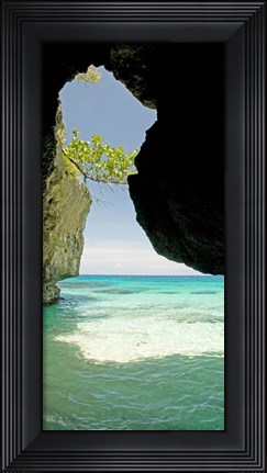 Framed Cliffside cave at Xtabi Hotel, Negril, Westmoreland, Jamaica Print