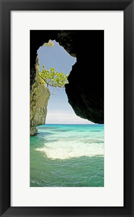 Framed Cliffside cave at Xtabi Hotel, Negril, Westmoreland, Jamaica Print