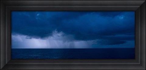 Framed Rain squalls at the sea, Negril, Westmoreland, Jamaica Print