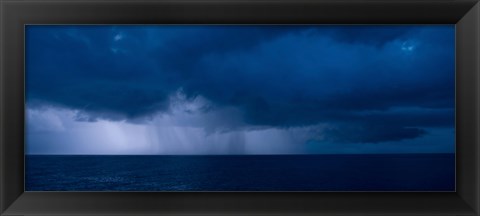 Framed Rain squalls at the sea, Negril, Westmoreland, Jamaica Print