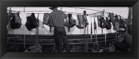 Framed Cowboy with tacks at rodeo, Pecos, Texas Print