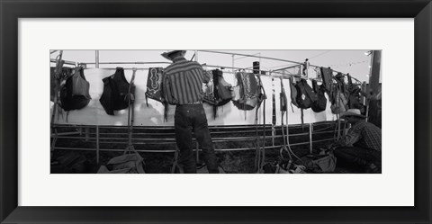 Framed Cowboy with tacks at rodeo, Pecos, Texas Print