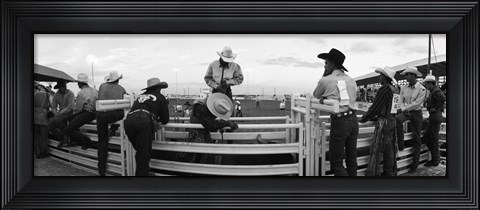 Framed Cowboys at rodeo, Pecos, Texas, USA Print