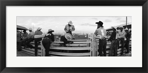 Framed Cowboys at rodeo, Pecos, Texas, USA Print