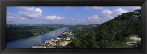 Framed High angle view of a city at the waterfront, Austin, Travis County, Texas, USA Print