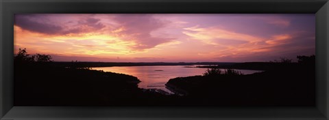 Framed Lake Travis at dusk - Pink Sky, Austin, Texas Print