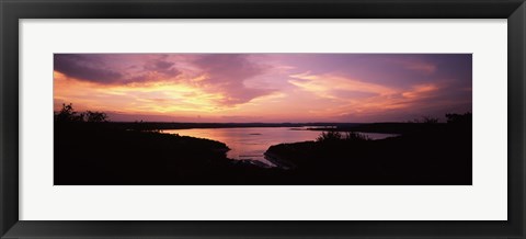 Framed Lake Travis at dusk - Pink Sky, Austin, Texas Print