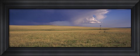 Framed Lone windmill in a field, New Mexico, USA Print
