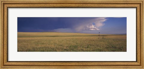 Framed Lone windmill in a field, New Mexico, USA Print