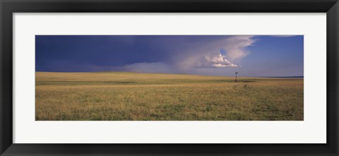 Framed Lone windmill in a field, New Mexico, USA Print