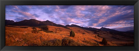 Framed Clouds over mountainous landscape at dusk, Montana, USA Print