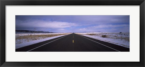 Framed Winter highway passing through a landscape, New Mexico, USA Print