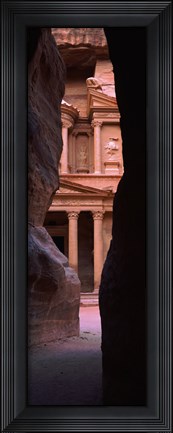 Framed Treasury through the rocks, Petra, Wadi Musa, Jordan Print