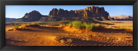 Framed Rock formations in a desert, Jebel Qatar, Wadi Rum, Jordan Print