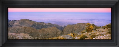 Framed Sea viewed from a mountain top at dusk, Jordan Print