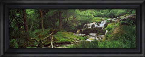Framed Waterfall in a forest, Pistyll Rhaeadr, Powys, Wales Print