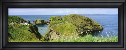Framed Carrick-A-Rede Rope Bridge at Carrick-A-Rede, County Antrim, Northern Ireland Print