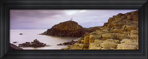 Framed Rock formations at the coast, Giant's Causeway, Bushmills, County Antrim, Northern Ireland Print