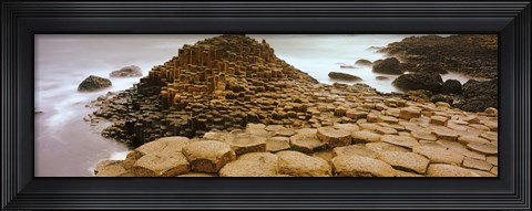 Framed Hexagonal rock at Giant's Causeway, Bushmills, County Antrim, Northern Ireland Print