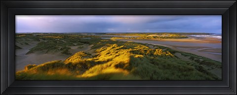 Framed Sand dunes on the beach, Newburgh, River Ythan, Aberdeenshire, Scotland Print